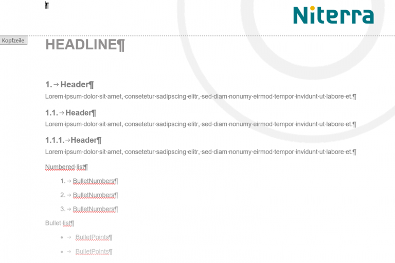 Globales Vorlagen-System: Niterra